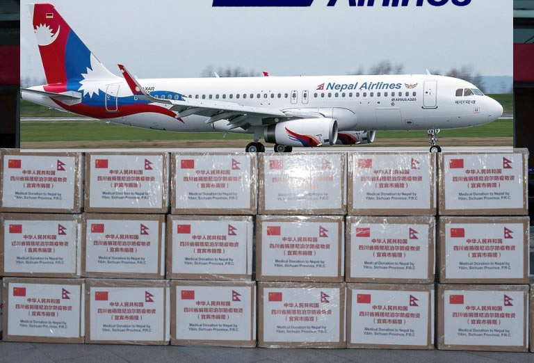 १४ टन चिकित्सा सामग्री लिएर फर्कियो नेपाल एयरलाइन्स